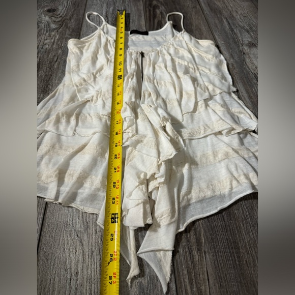 Crimson Ivy Multi Layer Ruffled Zip Up Striped Tank Top in  Earthy Color Tone - Picture 4 of 8